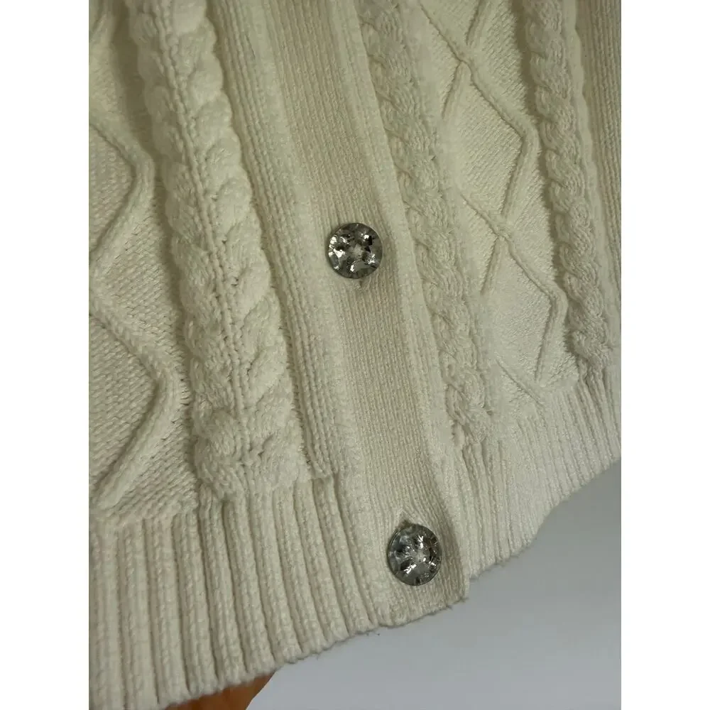 $60 Gymboree Girls Soft White Cable Knit cardigan size 7
